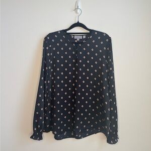 Ted Baker Floral Keyhole Detail Long Sleeve Blouse Size L